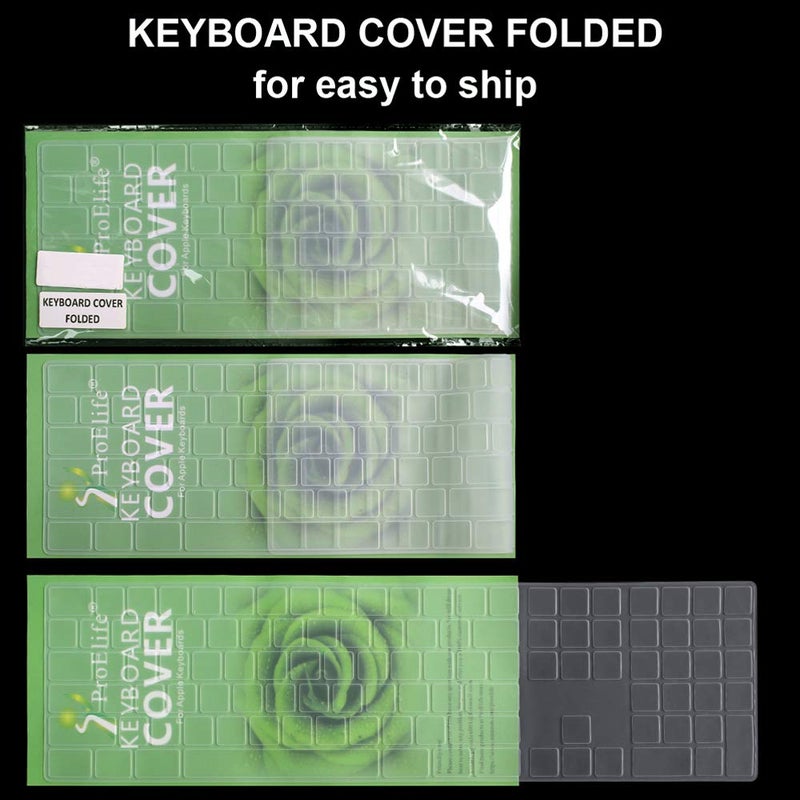 ProElife Keyboard Cover Skin for Apple Wired USB Keyboard with Numeric Keypad (A1243, NOT FIT Magic Keyboard) Ultra Thin Silicone Full Size Protector (Item Folded in Package) (Black) - Image 3